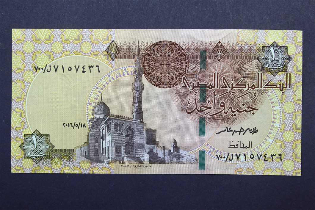 Перевод египетских фунтов. Банкнота 1 фунт 2016 Египет.